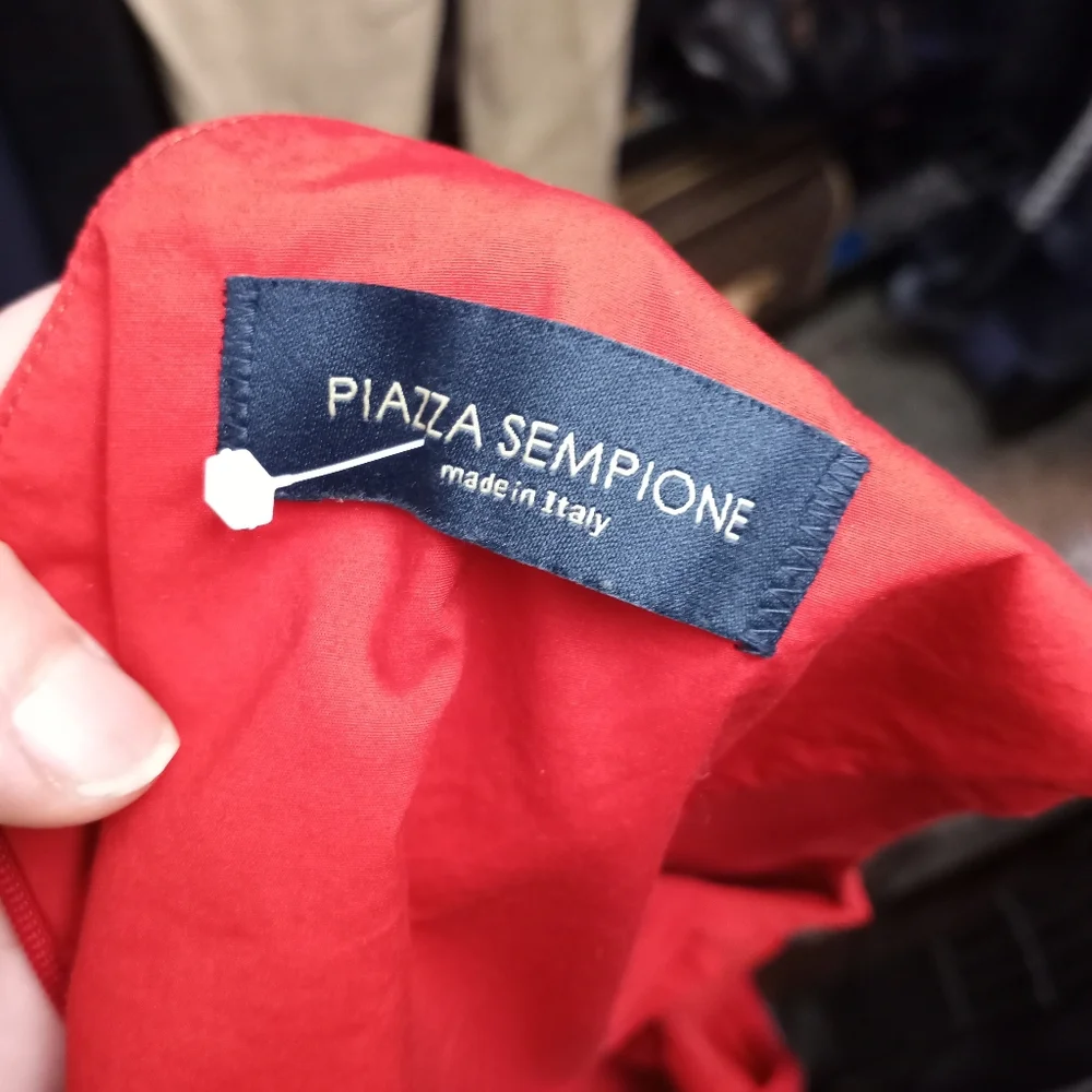 PIAZZA SEMPIONE Red Cotton Surplice Front Dress - Picture 3 of 5